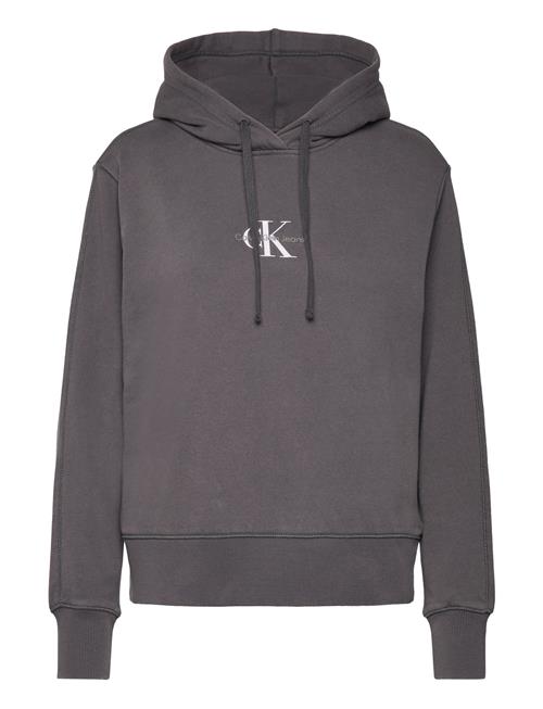 Se Calvin Klein Jeans Washed Monologo Regular Hoodie Calvin Klein Jeans Black ved Booztlet