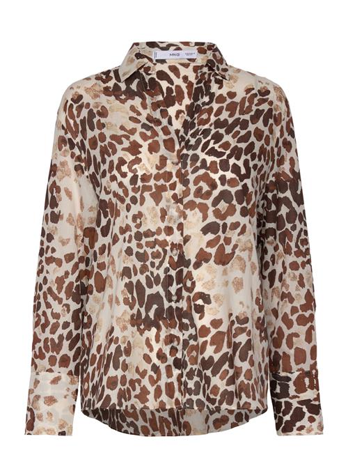 Mango Printed Cotton Shirt Mango Brown