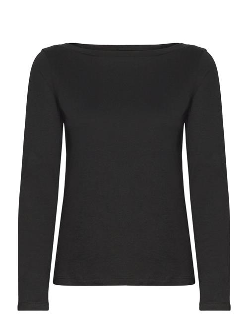 Long-Sleeved Boat-Neck T-Shirt Mango Black