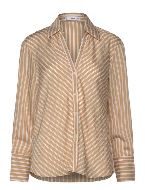 Mango Striped Flowy Shirt Mango Brown