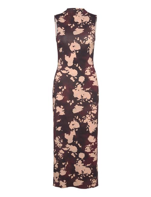 Mango Midi Printed Dress Mango Burgundy