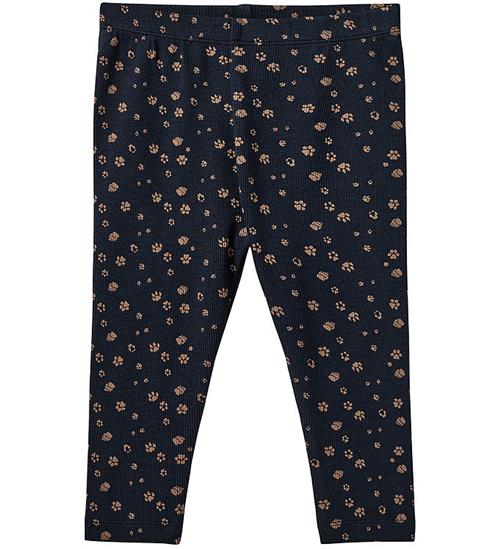 Se Sofie Schnoor Leggings - Rib - Dark Blue m. Print ved KidsWorld