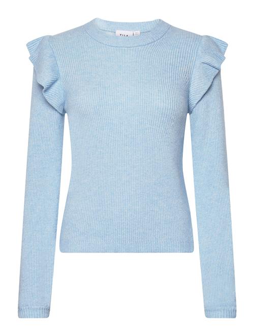 Se Vila Viril O-Neck Flounce Knit Top - Noos Vila Blue ved Booztlet