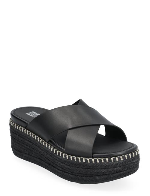 Eloise Espadrille Leather Wedge Cross Slides FitFlop Black