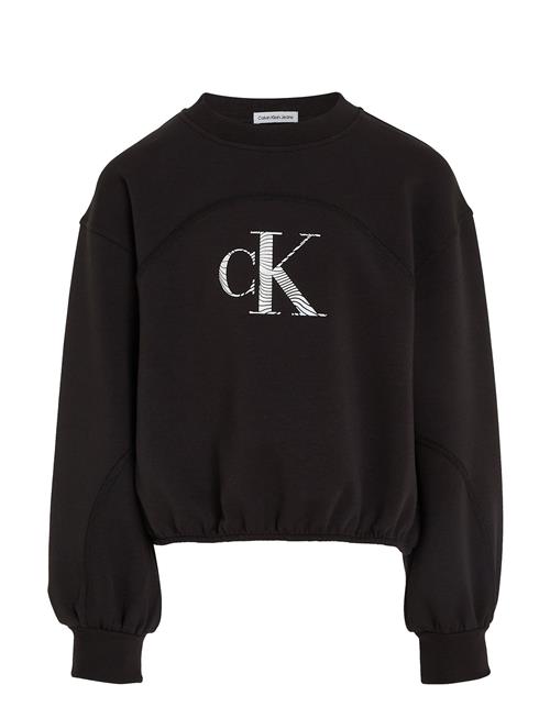 Se Calvin Klein Iridescent Ck Logo Cn Sweatshirt Calvin Klein Black ved Booztlet