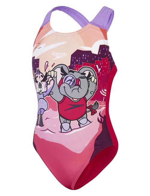 Speedo Girls Learn To Swim Printed Crossback Speedo Pink