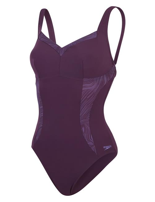 Speedo Womens Shaping Printed Lunaelustre 1 Piece Speedo Purple