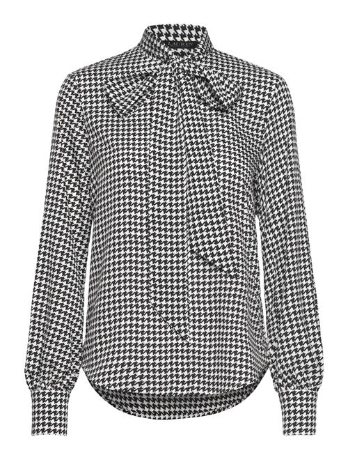 Lauren Ralph Lauren Houndstooth Crepe Tie-Neck Shirt Lauren Ralph Lauren Black