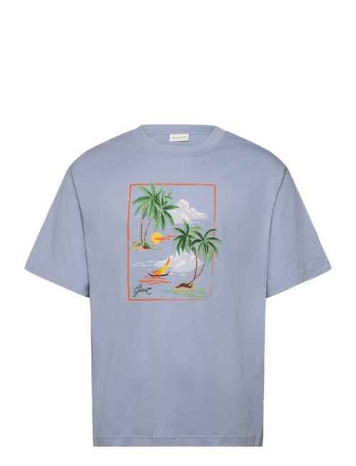 Se GANT Hawaii Printed Graphic Ss T-Shirt GANT Blue ved Booztlet