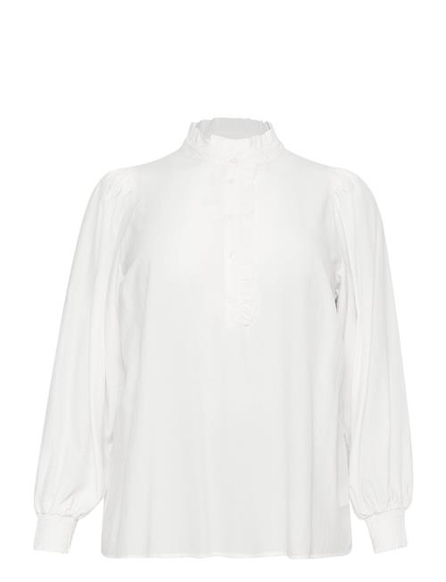 Se Kaffe Curve Kcdorina Blouse Kaffe Curve White ved Booztlet