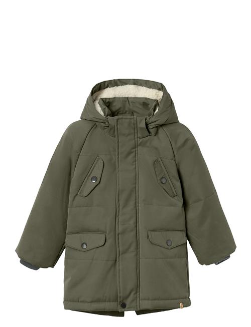 Se Lil'Atelier Nmmgodo Padded Long Jacket Lil Lil'Atelier Khaki ved Booztlet