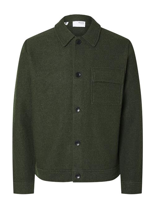 Slhnealy Ls Knit Shirt Jacket Noos Selected Green