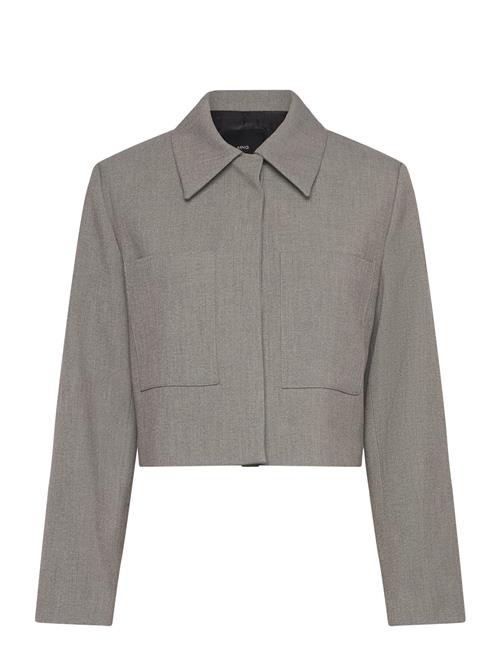 Cropped Jacket With Pockets Mango Grey