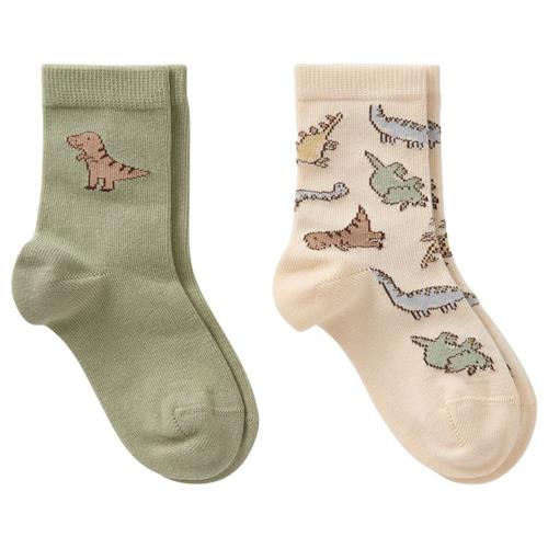 Se Buddy & Hope Albert 2-Pack Sokker Dinosaurs | Grønn | 24-27 EU ved Babyshop