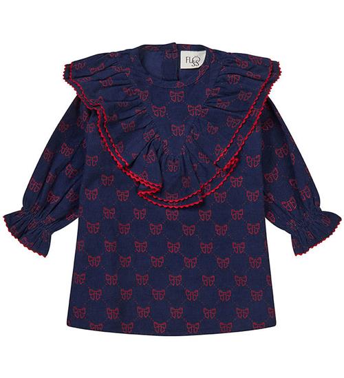 FlÃ¶ss Kjole - Luna - Navy/Ruby Bows