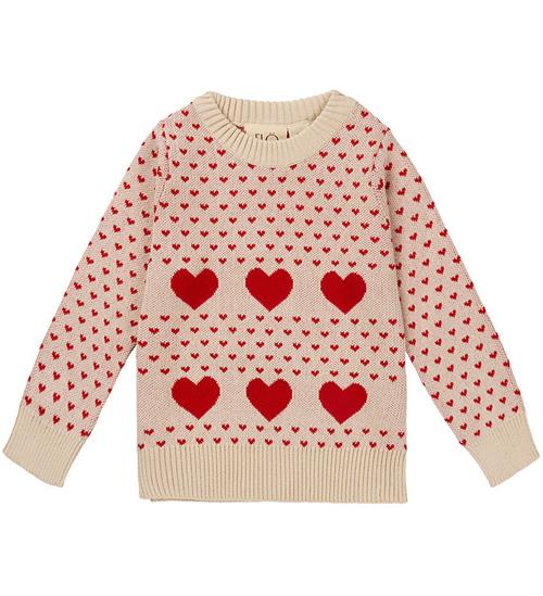 Se FlÃ¶ss Bluse - Strik - Zoe - Ruby Red/Cloud ved KidsWorld