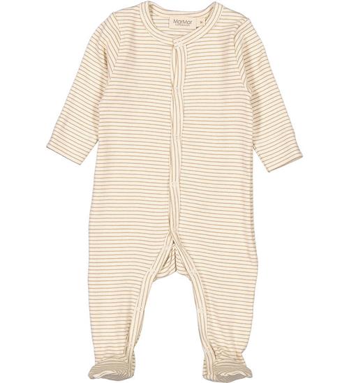 Se MarMar MarMar Heldragt - Rib - Modal - Rukano - Sandstone Stripe ved KidsWorld