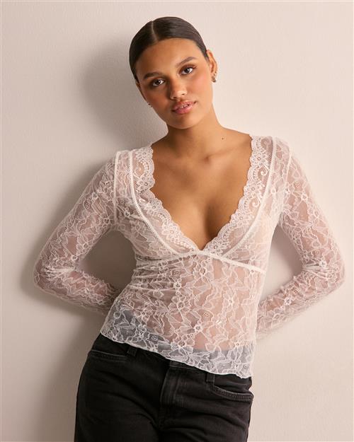 Nelly - Hvid - Gorgeous Lace LS Top