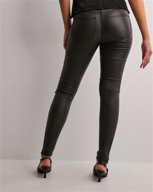Only - Sort - Onlanne K Mid Waist Coated Jeans No
