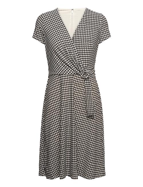 Lauren Ralph Lauren Houndstooth Jersey Surplice Dress Lauren Ralph Lauren Black