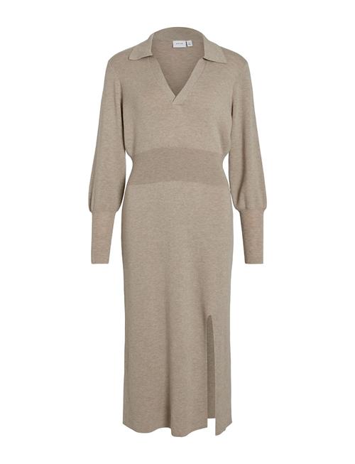 Vila Vimarla L/S Collar Long Knit Dress/Su Vila Beige