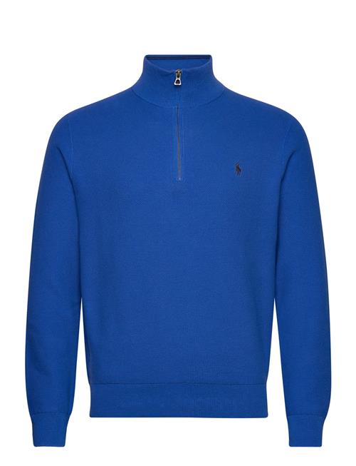 Se Polo Ralph Lauren Mesh-Knit Cotton Quarter-Zip Sweater Polo Ralph Lauren Blue ved Booztlet