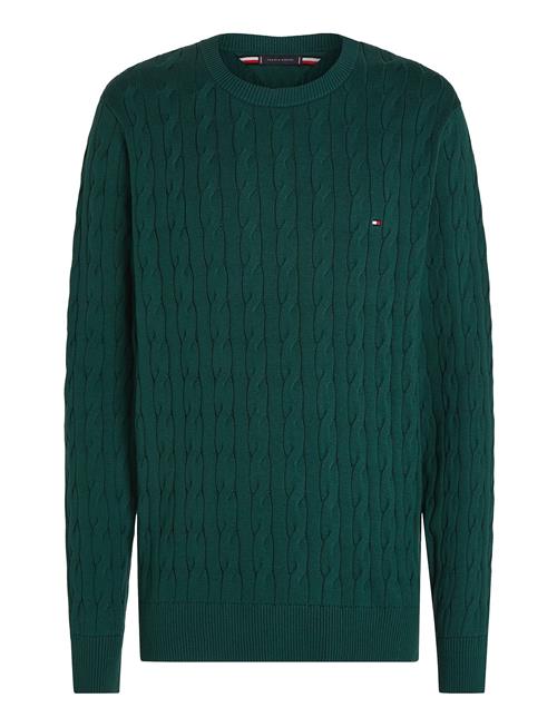 Se Tommy Hilfiger Classic Cotton Cable Crew Neck Tommy Hilfiger Green ved Booztlet