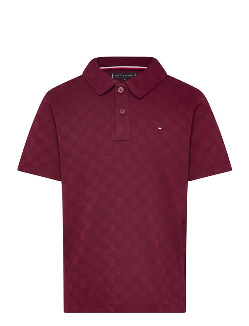 Tommy Hilfiger Checkboard Jacquard Reg Polo Ss Tommy Hilfiger Burgundy