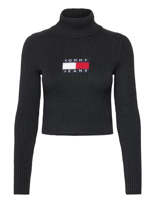 Se Tommy Jeans Tjw Melange Trtlnck Flag Sweater Tommy Jeans Black ved Booztlet