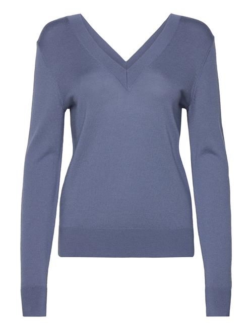 Se Calvin Klein Merino Wool V-Neck Sweater Calvin Klein Blue ved Booztlet