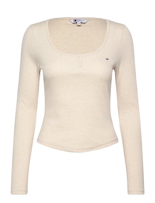 Se Tommy Jeans Tjw Melange Henley Ls Ext Tommy Jeans Beige ved Booztlet