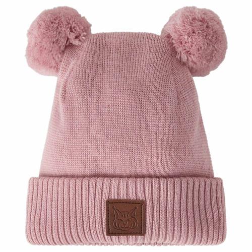 Se Kuling Zermatt Beanie med Pom Poms Woody Rose | Lyserød | 52/54 cm ved Babyshop