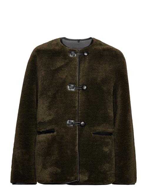 Fur-Effect Coat With Appliqués Mango Khaki