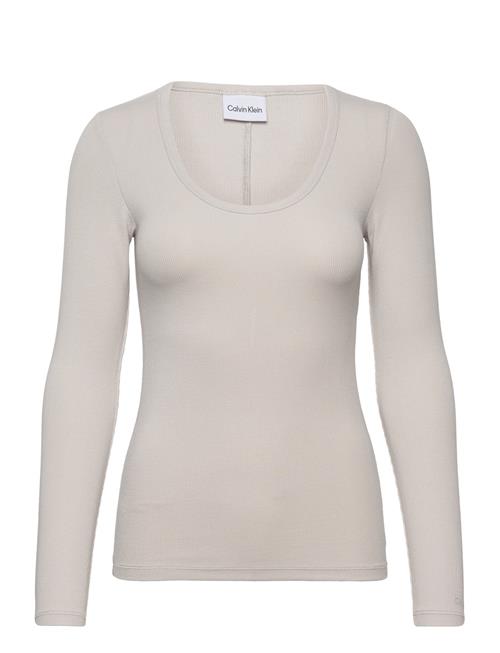 Calvin Klein Modal Rib Scoop Neck Ls Top Calvin Klein Grey