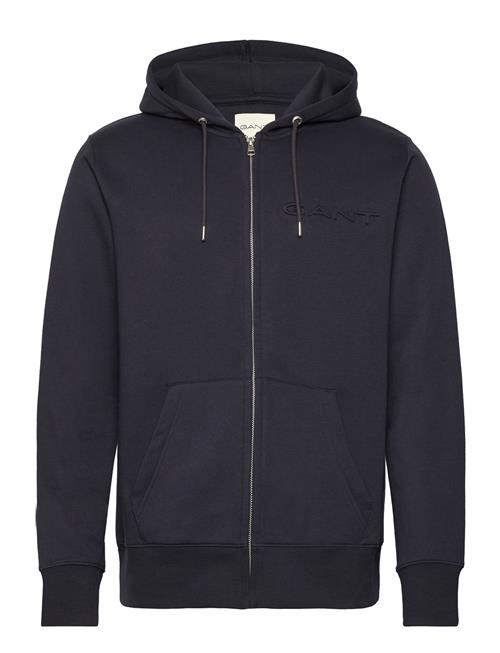 Se GANT Embossed Full Zip Hoodie GANT Navy ved Booztlet