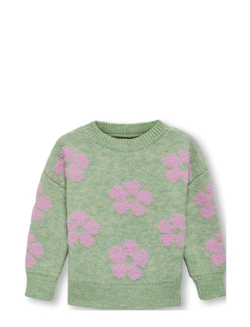 Se Kids Only Kmgnaja L/S Flower Pullover Knt Kids Only Green ved Booztlet