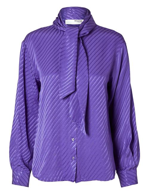 Se Selected Femme Slfcassia Ls Scarf Shirt B Selected Femme Purple ved Booztlet