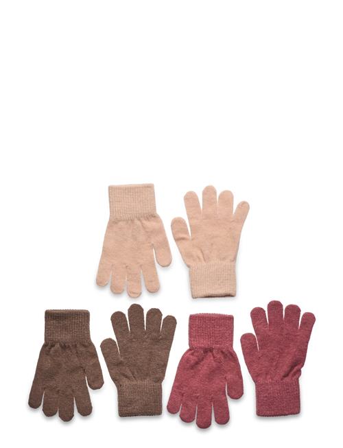 Se Minymo Magic Gloves Knit 3-Pack Minymo Pink ved Booztlet