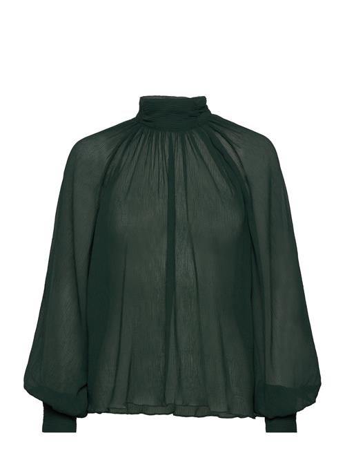 Se Bubbleroom Esme High Collar Structured Blouse Bubbleroom Green ved Booztlet