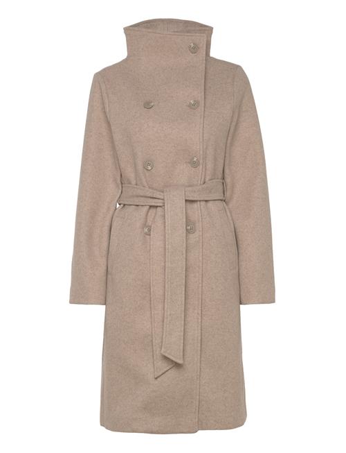 Bubbleroom High Neck Midi Coat Bubbleroom Beige