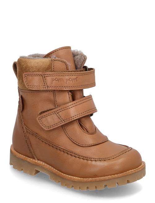 Rub Sole™ Velcro Boot Tex Pom Pom Brown