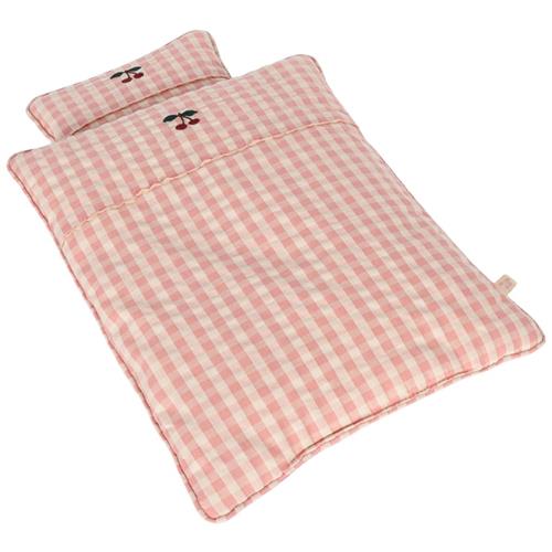 Se Konges Sløjd Dukke Sengetøj Powder Pink Check | Lyserød | 01 ved Babyshop