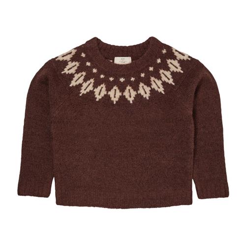 Copenhagen Colors Strikket sweater i Dark Brown og Cream | Brun | 80 cm