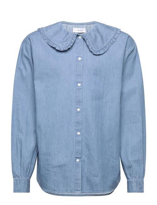 Mango Babydoll Blouse With Denim Neck Mango Blue