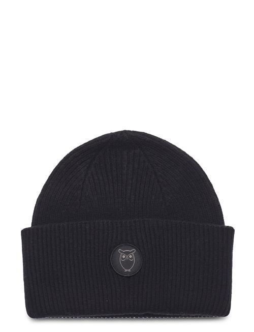 Se Knowledge Cotton Apparel Big Rib Beanie - Rws Knowledge Cotton Apparel Black ved Booztlet