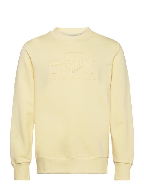 Se GANT Reg Tonal Shield C-Neck Sweat GANT Yellow ved Booztlet