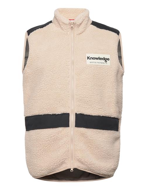 Knowledge Cotton Apparel Teddy Fleece Hood Vest With Rib Sto Knowledge Cotton Apparel Cream