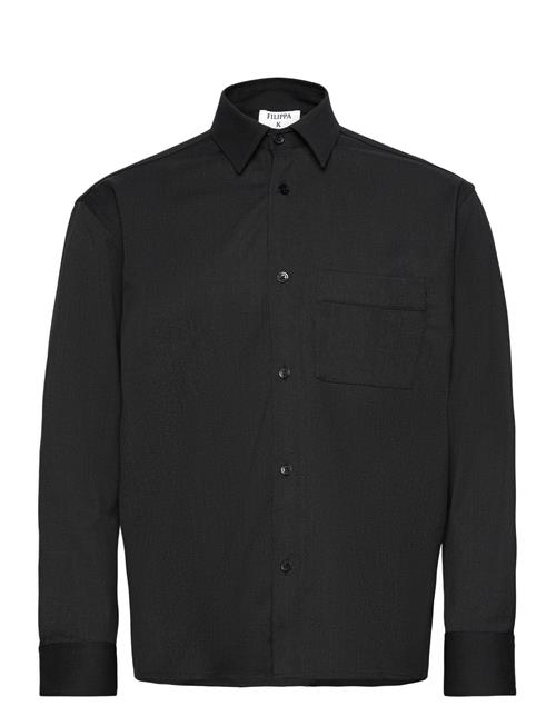 Filippa K Boxy Wool Twill Shirt Filippa K Black