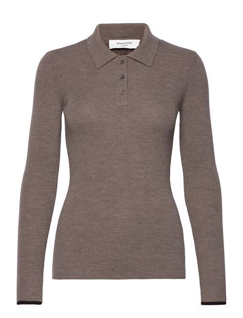 Se Rosemunde Long Sleeve Knit Polo Rosemunde Brown ved Booztlet