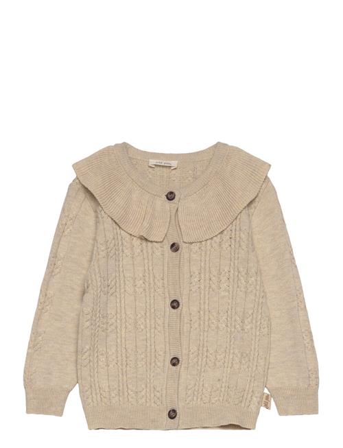 Cardigan Knit Cabel Collar Petit Piao Beige